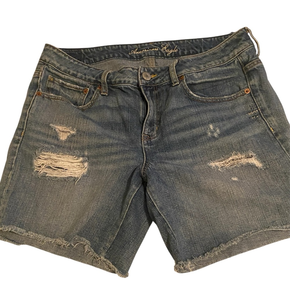 American Eagle Blue Distressed Jean Shorts